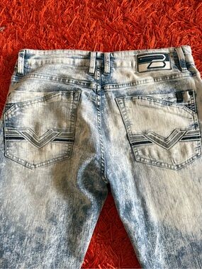 Buffalo David Bitton Distressed Light Blue Slim Straight Jeans